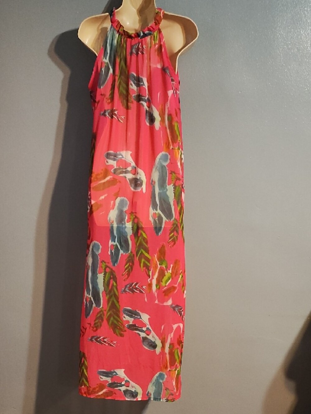 Tropical Pink Halter Maxi Dress - Picture 12 of 17